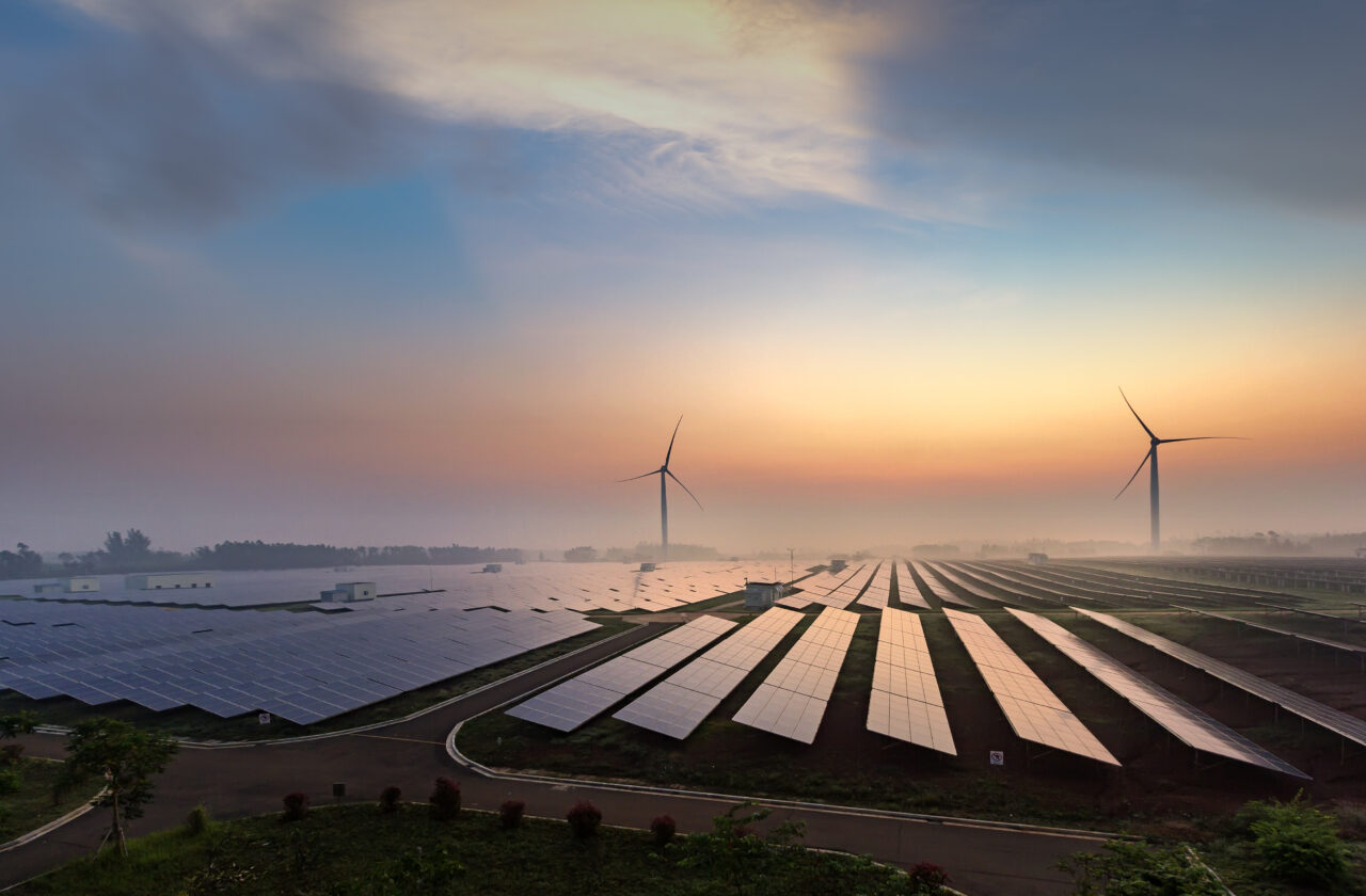 Before sunrise solar power plants